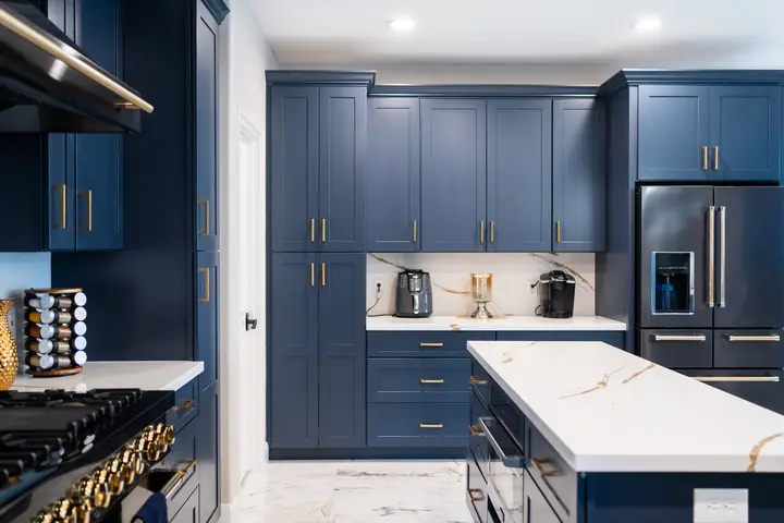 Completed Artisanal Blue kitchen, view 5